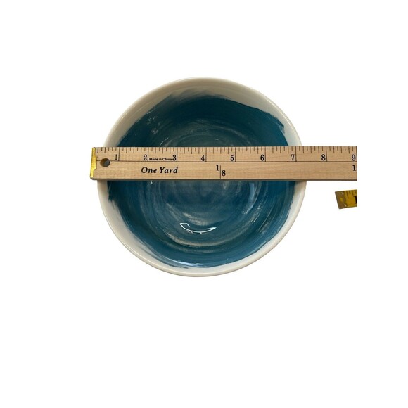 Taper + Vetiver Stoneware Bowl Blue White Watercolor Glaze 6.5” Kitchen Dining - Picture 5 of 12